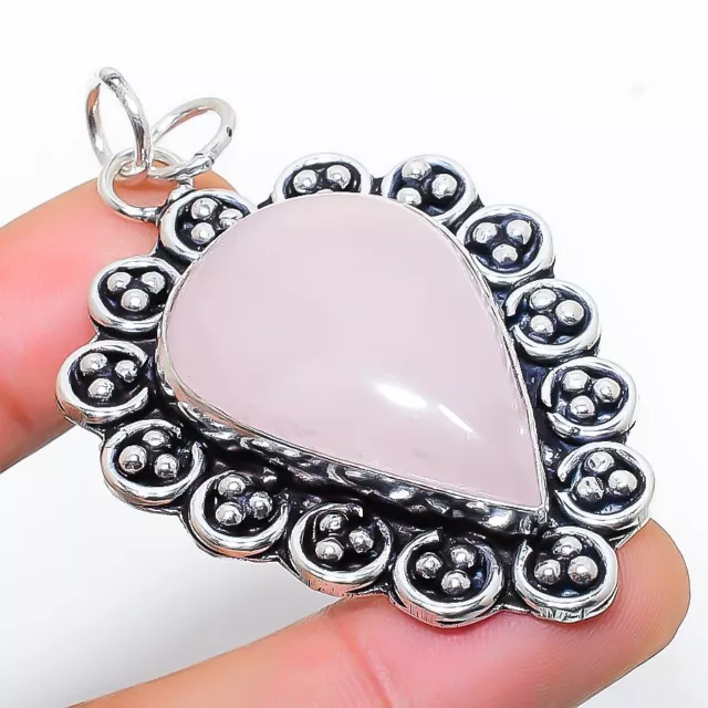 Rose Quartz Gemstone Handmade Gift Jewelry Pendant 2.36" J275