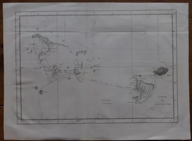 Voyage de COOK - Circa 1780 -Carte des iles des amis - Gravure originale