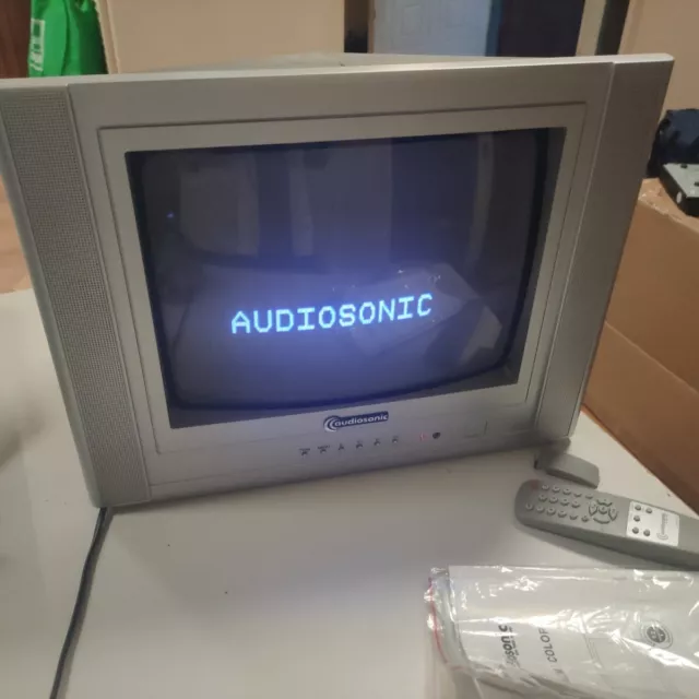 Audiosonic 34cm 14in PAL CRT TV AV Television 📺 Vintage Gaming Boxed & Remote