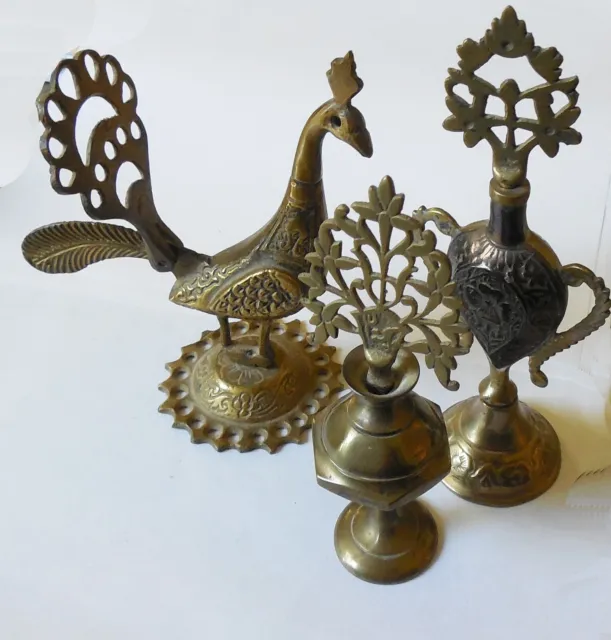 3 Vintage Surma Dani Khol Eyeliner Perfume Pot Dauber Arabic Islamic Peacock Lot