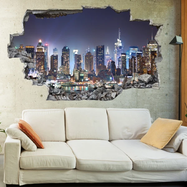 NEW YORK CITY Night Skyline 3D Art Wall Mural Photo Wallpaper Wall