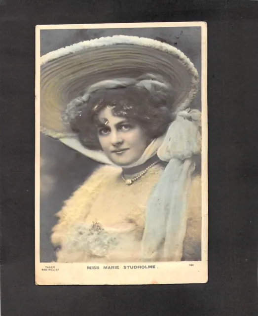 M1268 Glamour Miss Marie Studholme Textured vintage postcard
