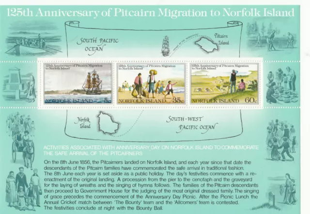 (37688) Norfolk Island MNH Pitcairn Migration minisheet 1981 unmounted mint