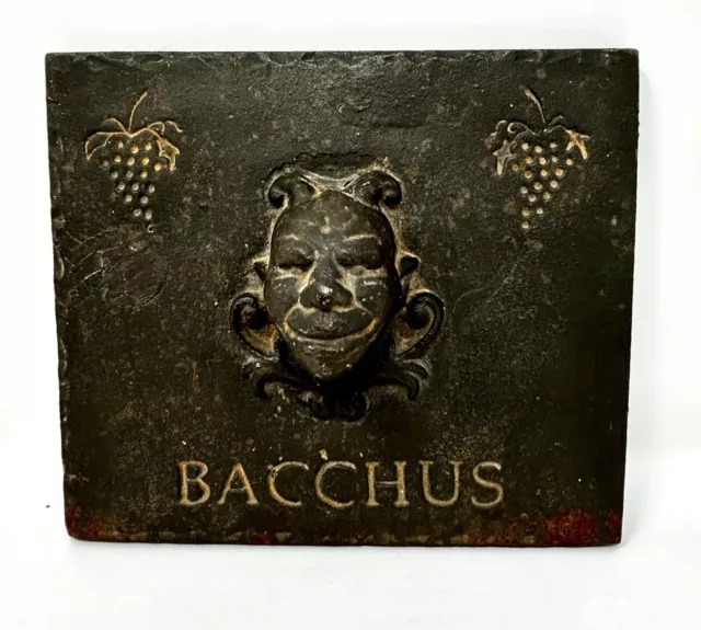 Bacchus Cast Iron Wall Mount Plaque - Dionysus Face Bust - Garden vtg
