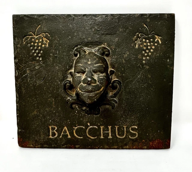 Bacchus Cast Iron Wall Mount Plaque - Dionysus Face Bust - Garden vtg