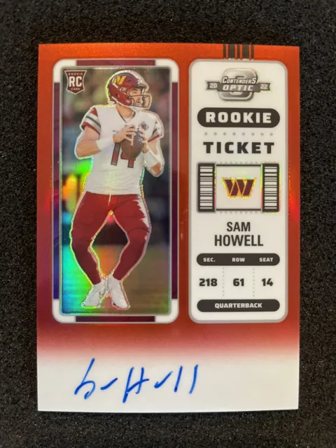 2022 Panini Contenders Optic Sam Howell Rookie Ticket Autograph Red /149 On Card