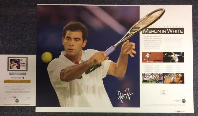 Pete Sampras Merlin In White Hand Signed Limited Edition Print Federer Nadal
