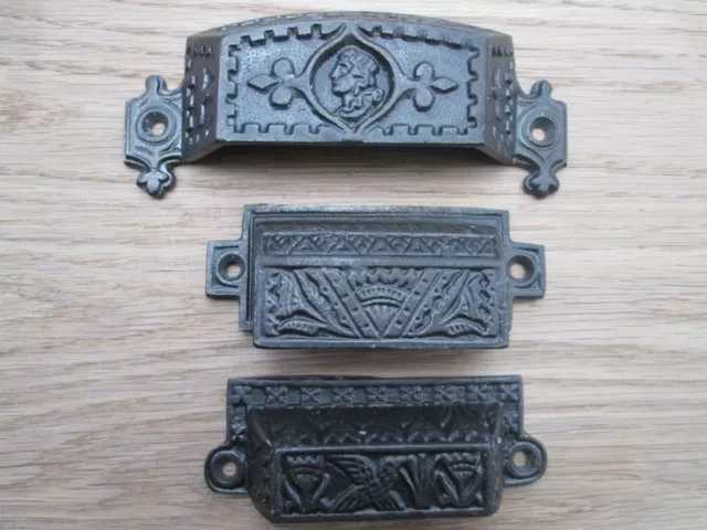 Cast Iron shell Bin victorian Cup Cupped  Cabinet Cupboard Drawer Door Handles