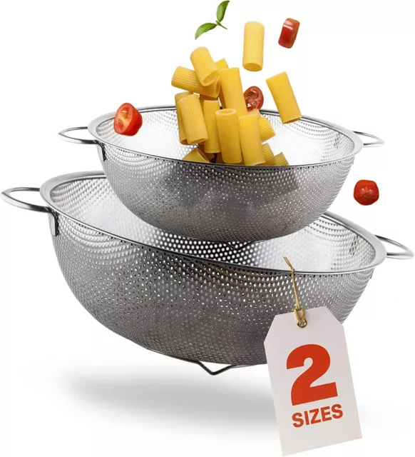 Abtropfsieb Seiher 2tlg Set Küchen Edelstahl Salat Nudel Pasta Sieb Durchschlag