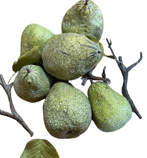 Vintage 6 Faux Pears With Stems Fruit