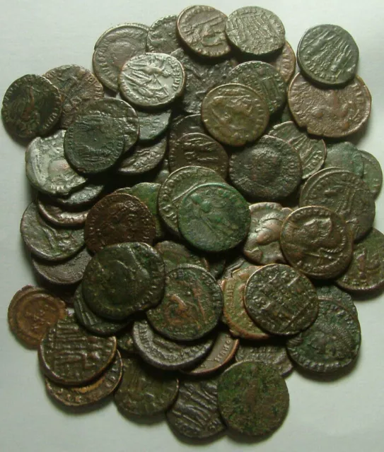 Lote de 5 monedas romanas antiguas originale Constantine/Valens/Constans/Licinio