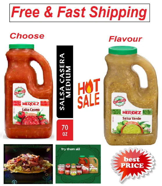 NEW HERDEZ Casera Medium, 70 oz & HERDEZ Verde Salsa, 68 oz.Best Price