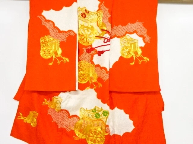 44781# Japanese Kimono / Antique Kimono For Girls / Shibori / Embroidery / Carri