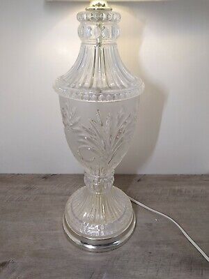 Leviton Cut Crystal Table Lamp Vintage Antique Light Brass Stand Art Deco Rare ! 3