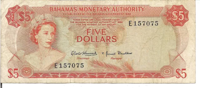 BAHAMAS, $5, QEII, P#29a, L.1968