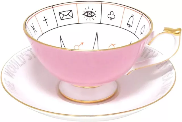 Aynsley Nerros Fortune Telling Tea Cup & Saucer Approx. 200ml Pink Ceramic