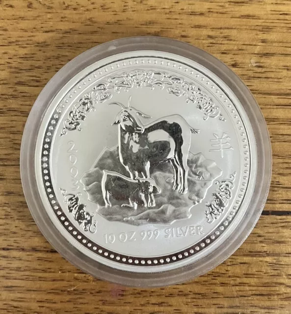 2003 Lunar Year of the Goat 10oz Silver Coin - Australia Perth Mint Series 1