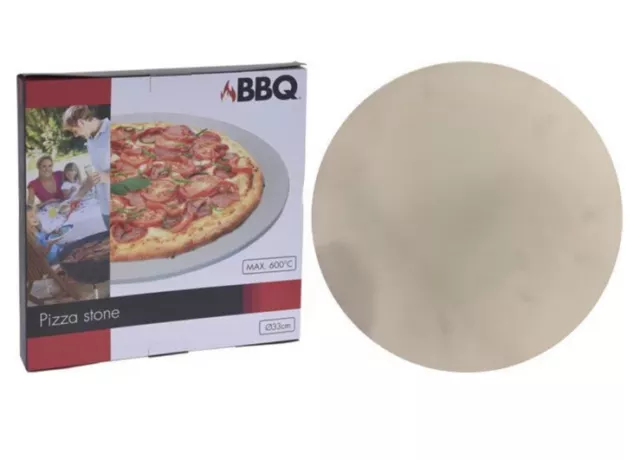 Pizza Stone Large Pizza Baking Stone BBQ Oven Cutter Serving Tray Board 33cm Pro
