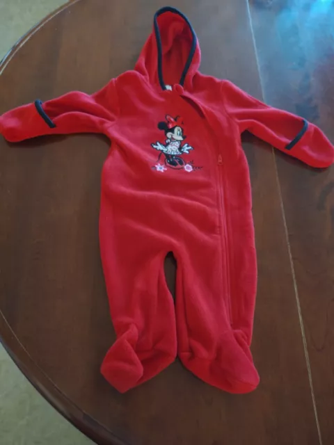 Disney Baby Minnie Mouse One-piece Pajamas Red Infant Girls 3-6 months