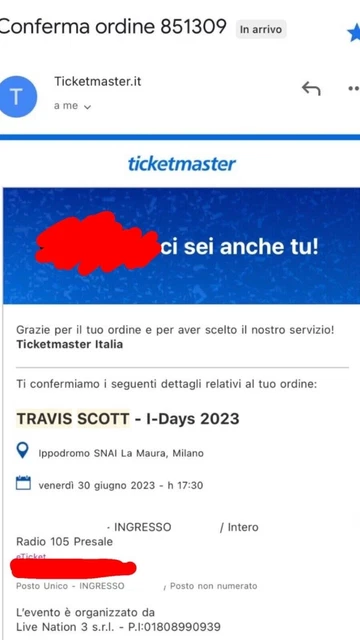 Biglietto Travis Scott Ingresso Rosso 30/06 Ippodromo Snai La Maura Milano 2