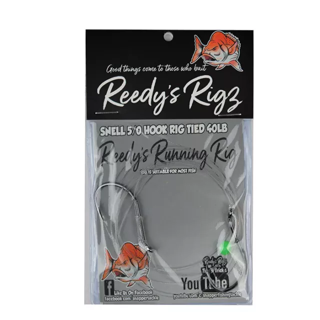 3x Snapper Rigs Pre-Tied Big Reds Snell Running Rigs Reedy's Rigz  Suicide Hook