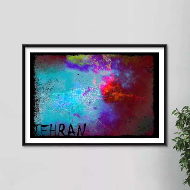 Tehran, Iran Map "Colourboo" - Art Print Poster Gift