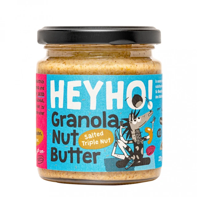 (31,77€/1kg) Heyho BURRO DI NOCI DI GRANOLA - Dado Triplo Salato 220 g Bio