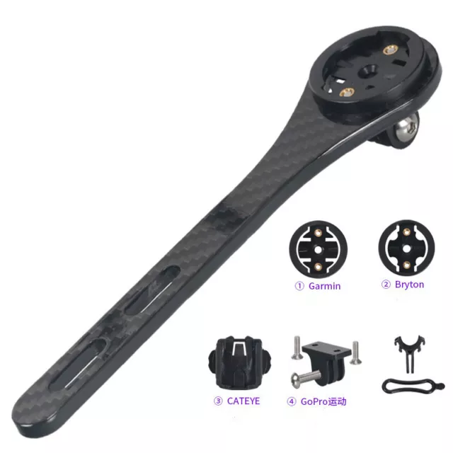 Carbon Fiber Bike Extension Computer Bracket Mount Holder Bryton GARMIN Edge GPS