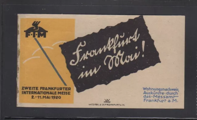 Large German Advertising Stamp - Frankfurt in May, 1920 International Exposition