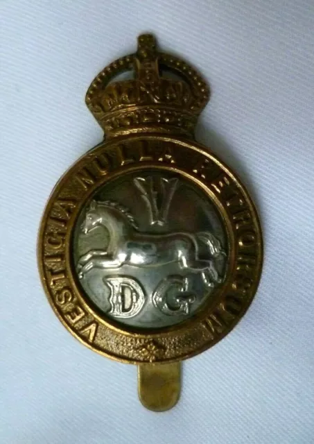 WW1 5th Dragoon Guards Cap Badge KC Bi-Metal Slider ANTIQUE Original