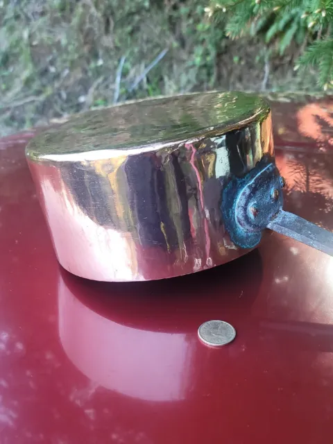 Beautiful Handmade French Copper Saucepan◇3½# Antique Burgundy France Cookware! 3