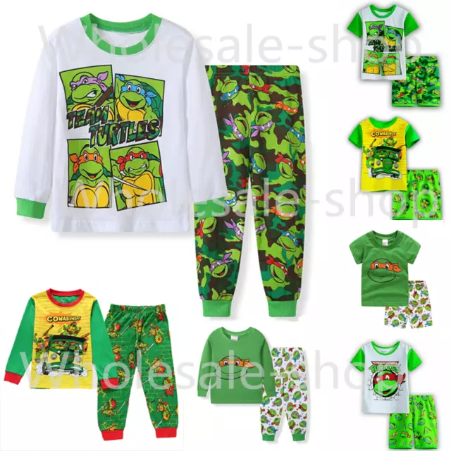 2PCS Kids Boys Teenages Mutant Turtles Ninja Pajamas Pyjamas Nightwear Pjs Set