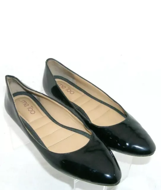 Me Too Aimee black patent leather almond toe slip on ballet flats 10M