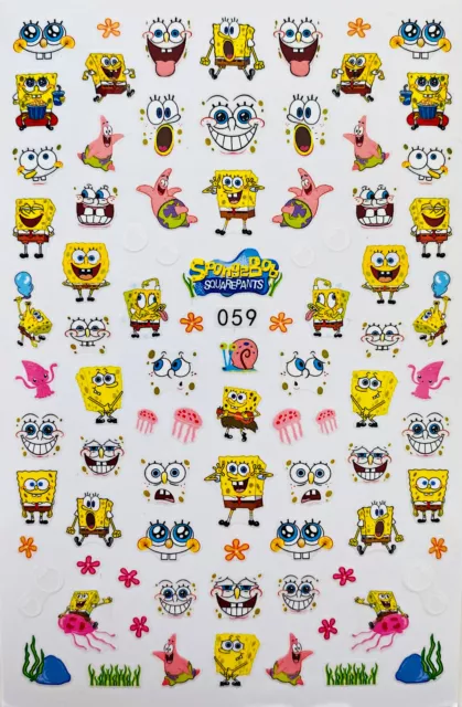 Nail Art Nagel Sticker selbstklebend Tattoo Sponge Bob Schwammkopf 059-2983