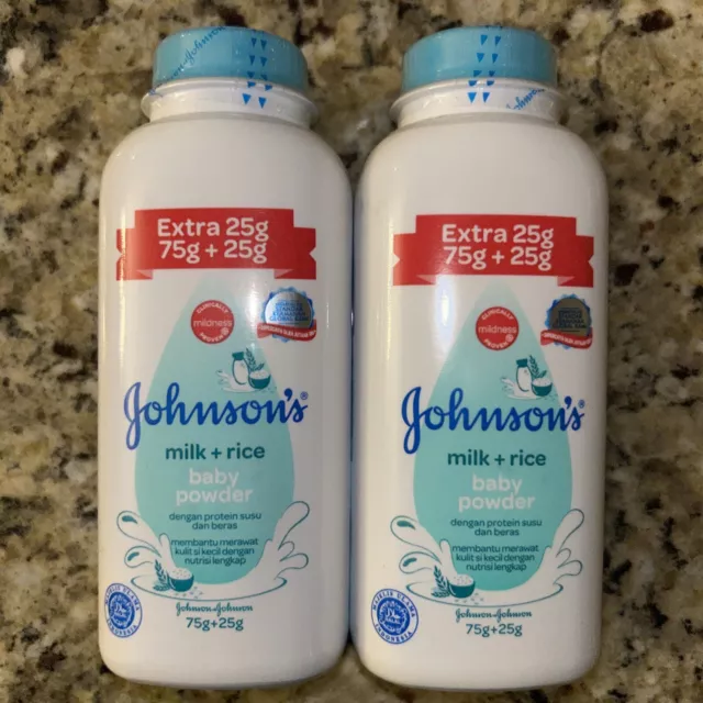 Lot 2 Johnsons Baby Powder TALC Milk & Rice 100 g, 3.5 oz New & Sealed Exp. 3/25