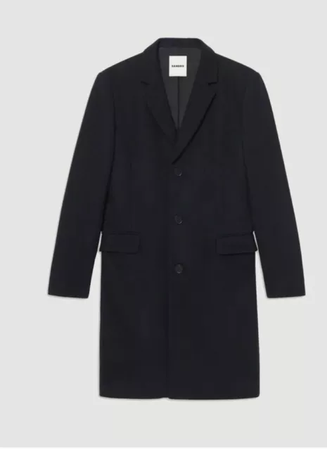 Sandro Paris Wool & Cashmere Coat Black Uk Small 8-10 Max Mara Style