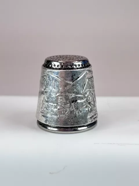 Covered Bridge Horse Drawn Sled Christmas Zinc Metal  Souvenir Thimble