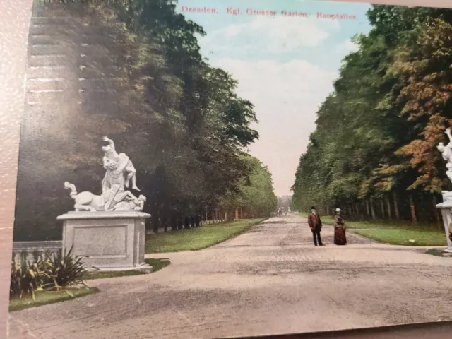 Postkarte Dresden Kgl. Grosser Garten Hauptallee 06.07.1910 gel_15 2