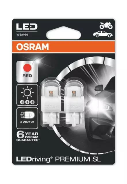 OSRAM LEDriving Premium W21W Rouge Ampoules de feu stop 7905R-02B LED TwinPack