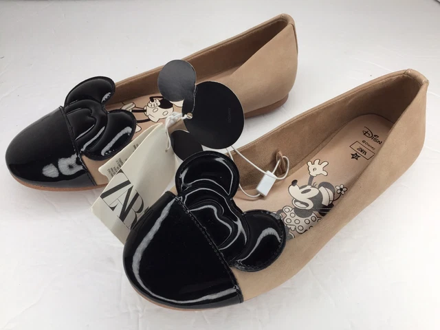 Zara Girls Mickey Minnie Mouse Disney Shoes Youth Size 2 Flats New With Tags NWT