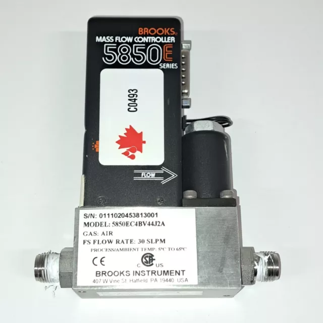 Brooks 5850 E Hydrogen Mass Flow Controller FLOW 30 SLPM 5850EC4BV44J2A