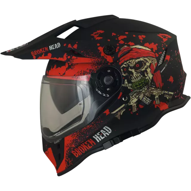 Casque de Moto Broken Head Cric S.VX2 Rouge Mat Enduro-Casque Avec