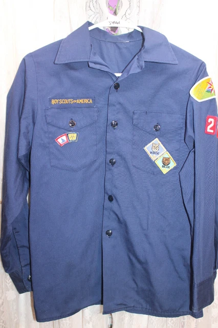 Boy Cub Scouts of America Uniform Long Sleeve Large ( NO SIZE) Blue Youth Shirt