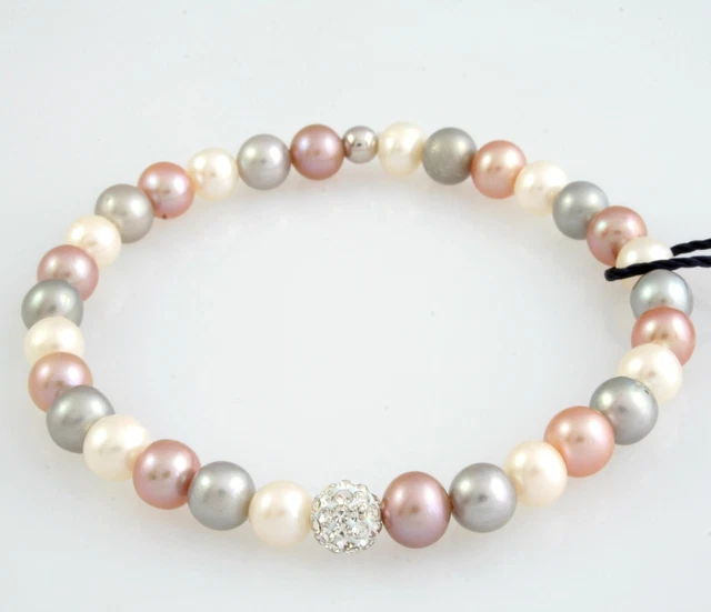 Bracelet Élastique KIOTO Bijoux Perles Multicolore Baule De Cristaux Or 18 KT