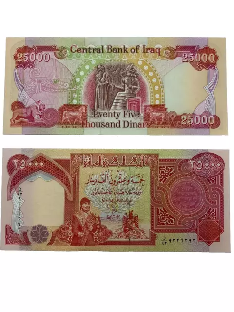 Rare Iraqi Dinar 25000 Iqd 25,000 Unc Yr 2003 Banknote Authentic W/Coa & Receipt