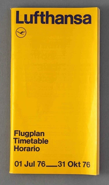 Lufthansa Airline Timetable Summer 1976 July - October Flugplan Germany Lh