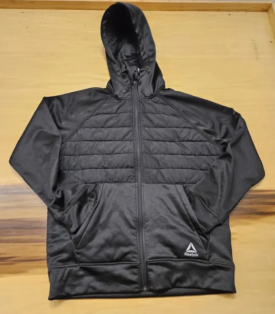 Reebok Men Active Hybrid Jacket Full Zip Resin Black Size Medium
