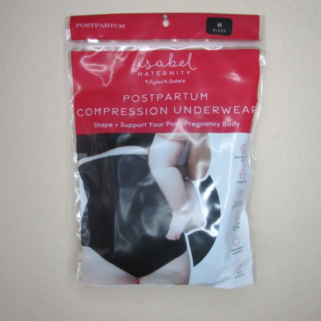INGRID & ISABEL Maternity Small Postpartum Compression Underwear Black ...