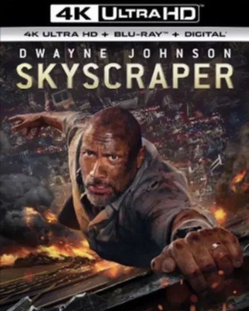 Skyscraper (4K Ultra HD, Blu-ray, w/Slipcover, Digital) NEW Dwayne Johnson