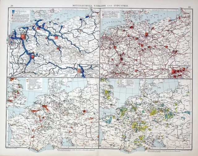1900 - Europa Traffico Industria Europa Traffic Industry Mappa Litografia